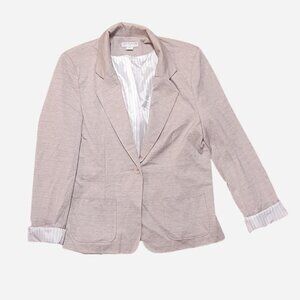 Cotton On Tan and cream linen blend blazer with white striped lining #linenblend